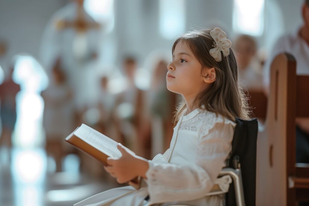 young girl church experiencing her first communion ceremony1